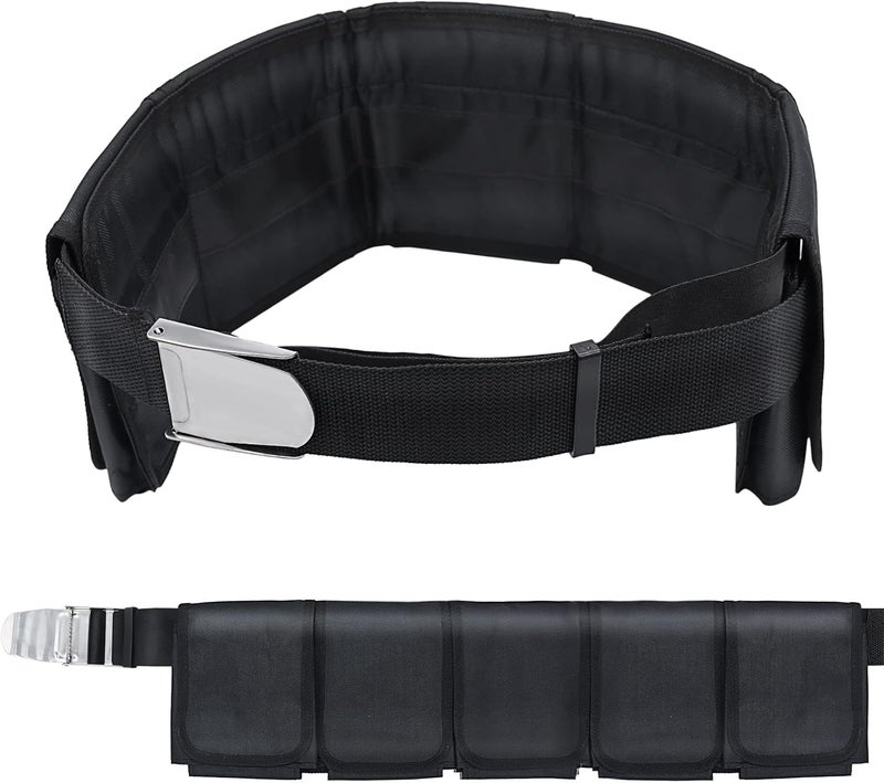 Pluzluce Scuba Weight Belt with 5 Pockets, Quick-Release Buckle Diving Pocket Weight Belt Adjustable Snorkeling Webbing Weight Pouch Belt fit for Waist 32" to 52" (Not Including Weights) - Image 1